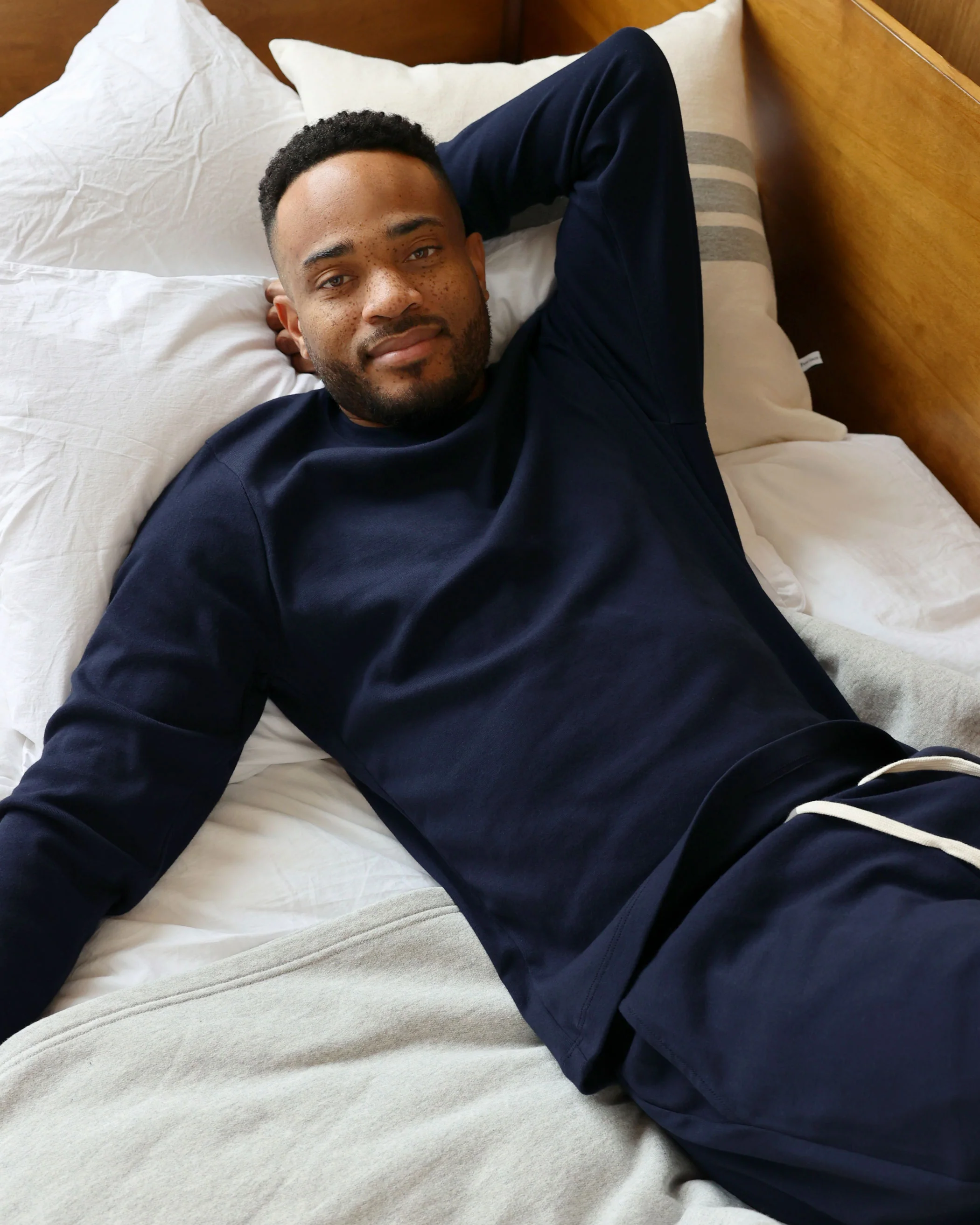 Almost Pyjama Long Sleeve Tee Navy - Unisex - Image 3