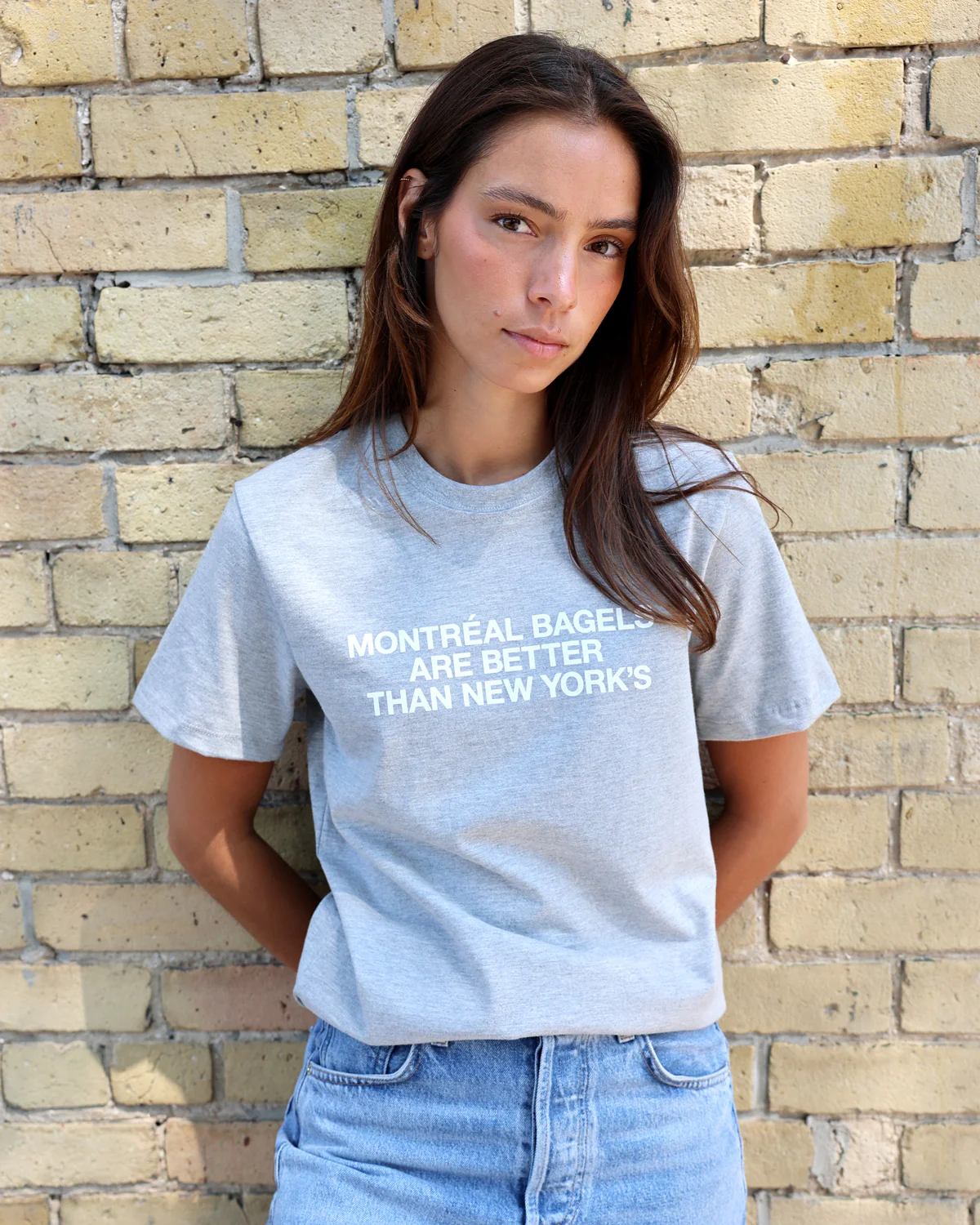 Montreal Bagels Tee Heather Grey - Unisex - Image 5