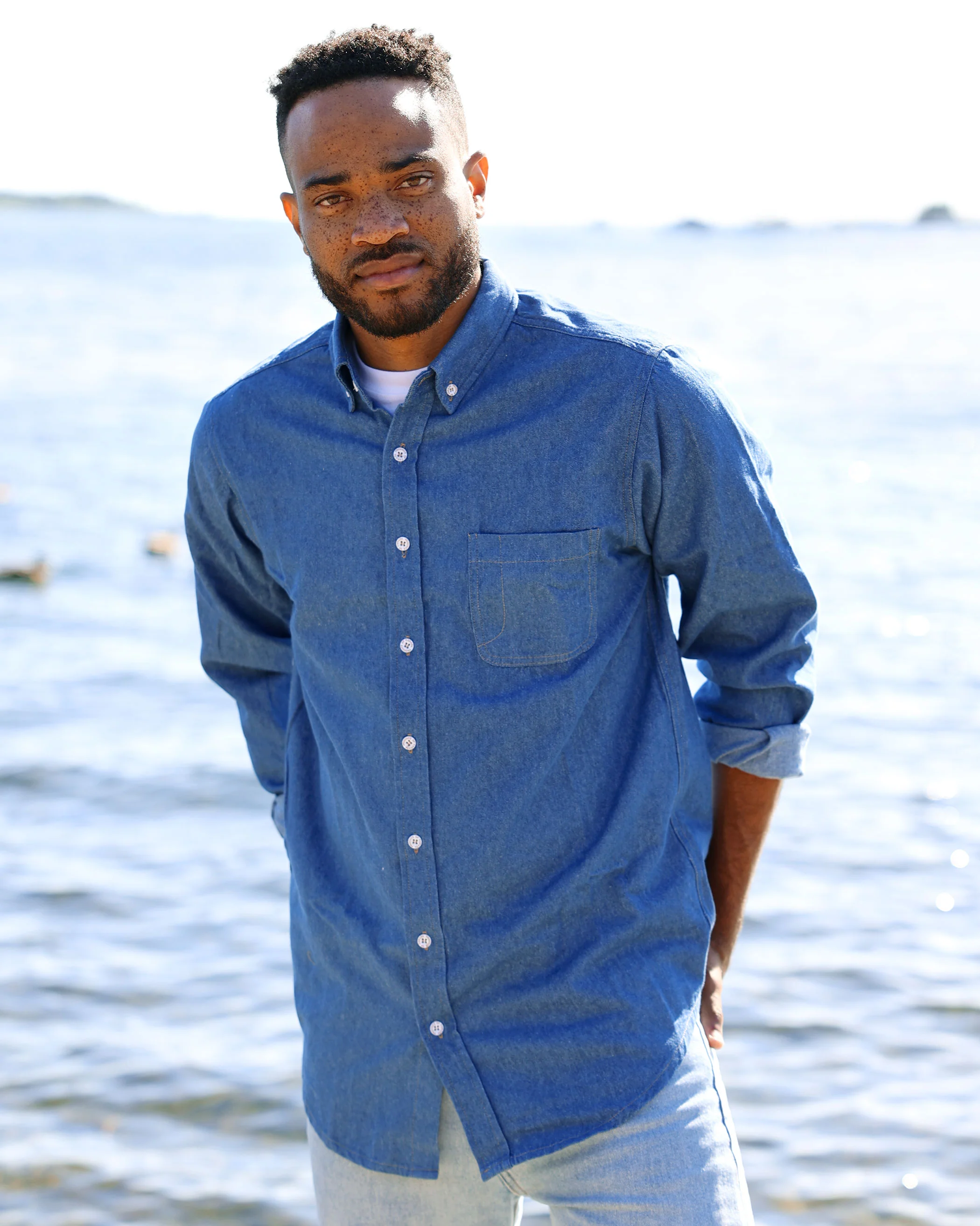 Dark Wash Denim Shirt - Unisex - Image 10