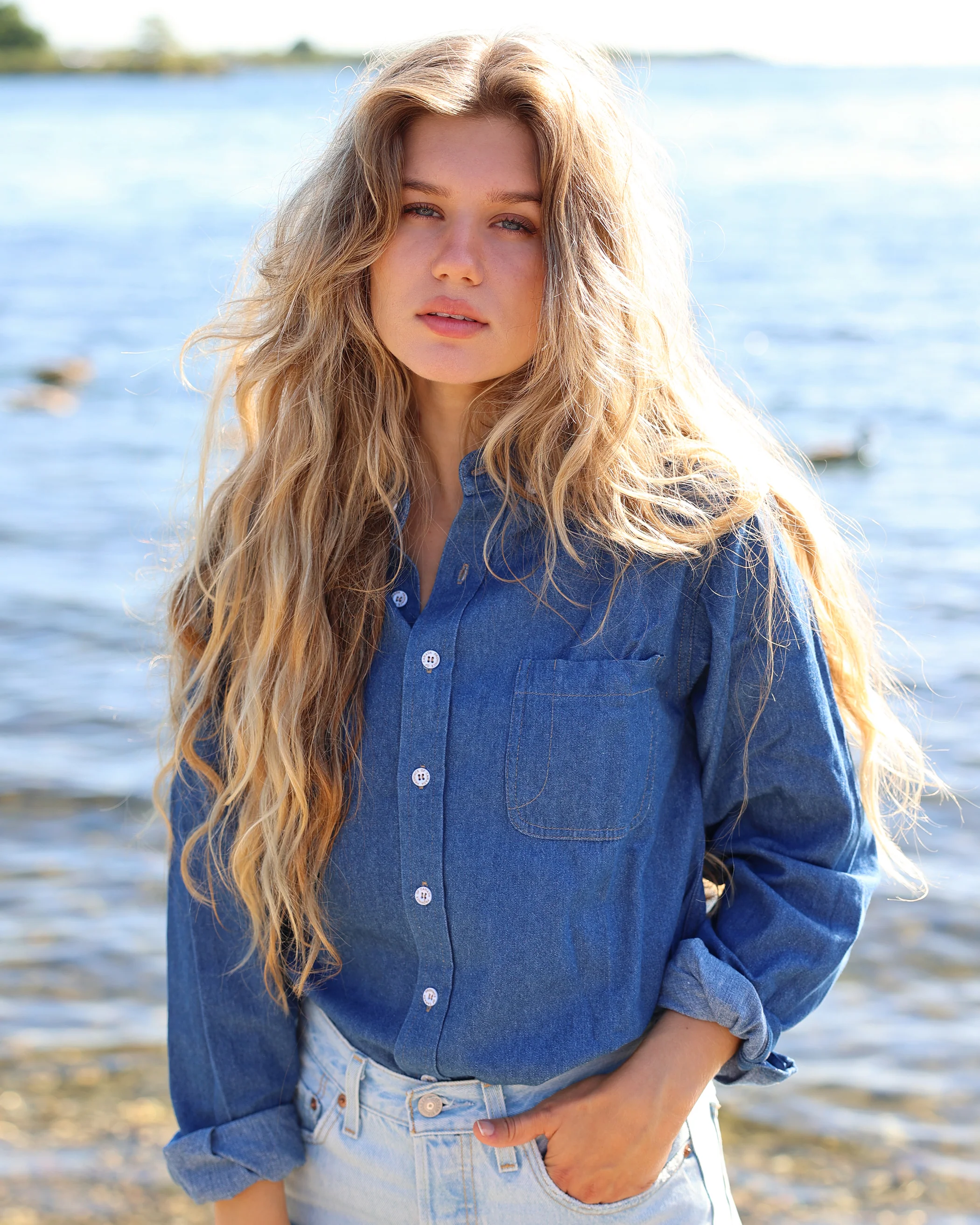 Dark Wash Denim Shirt - Unisex - Image 9