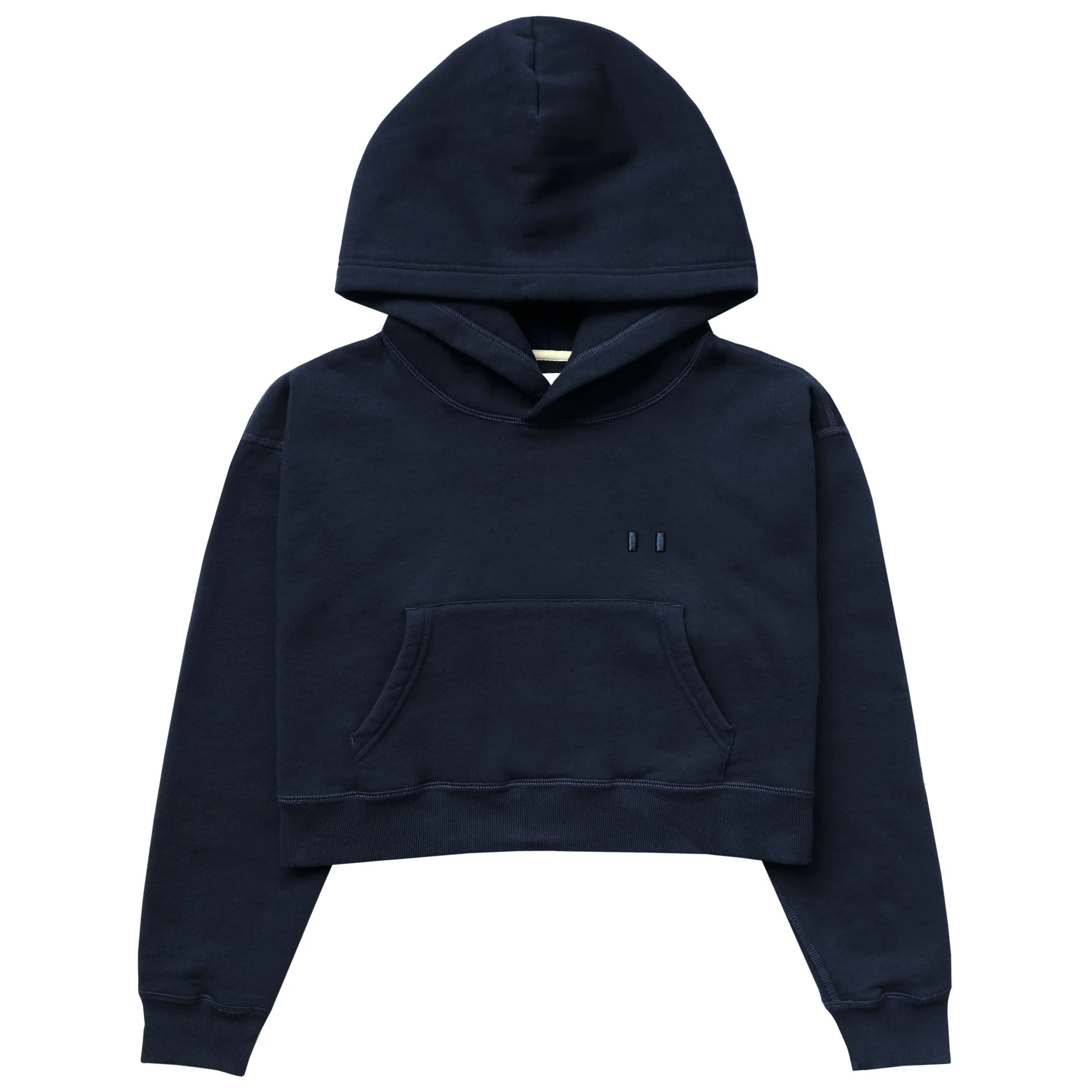Flag Fleece Crop Hoodie Navy