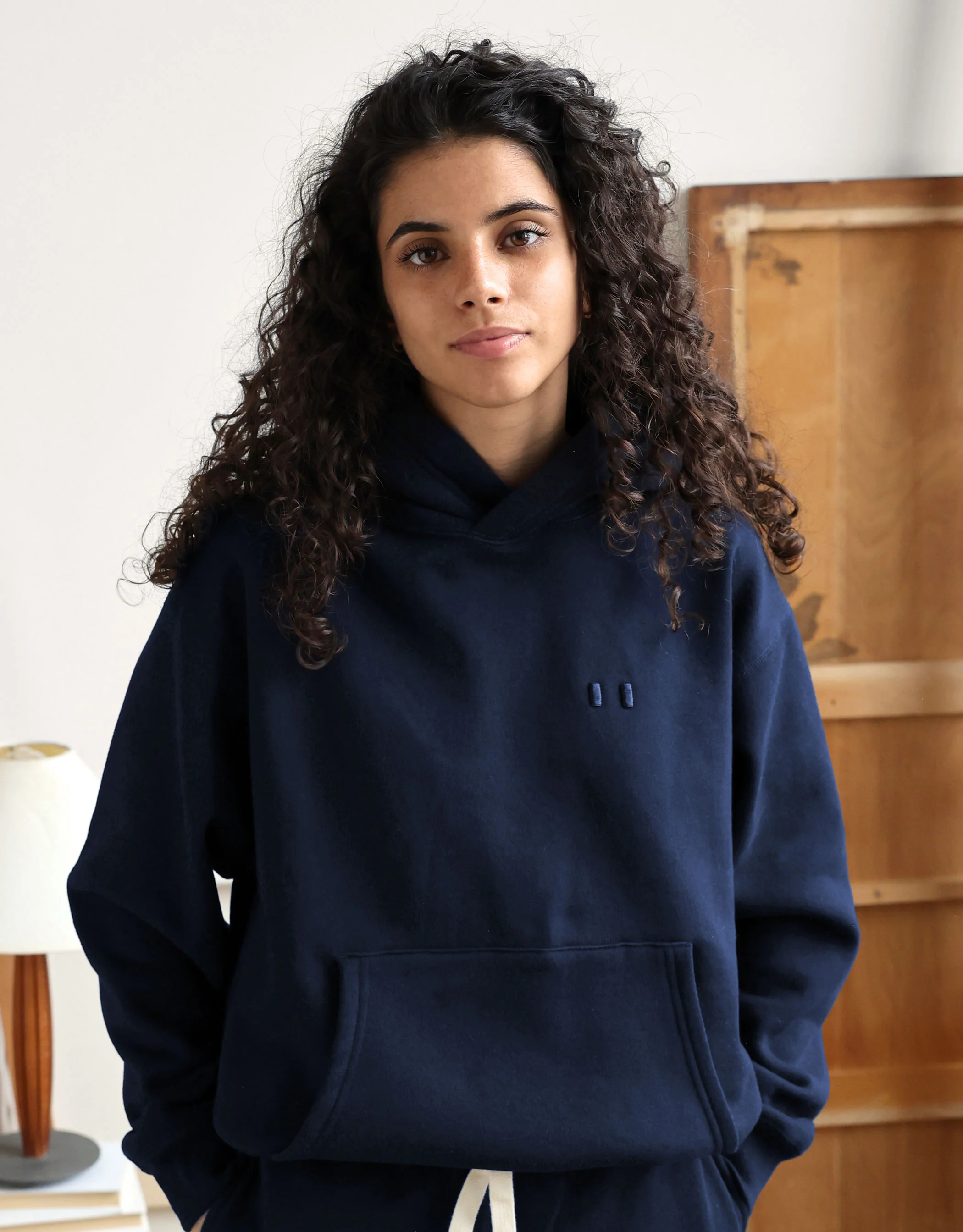 Flag Fleece Hoodie Navy - Unisex - Image 3