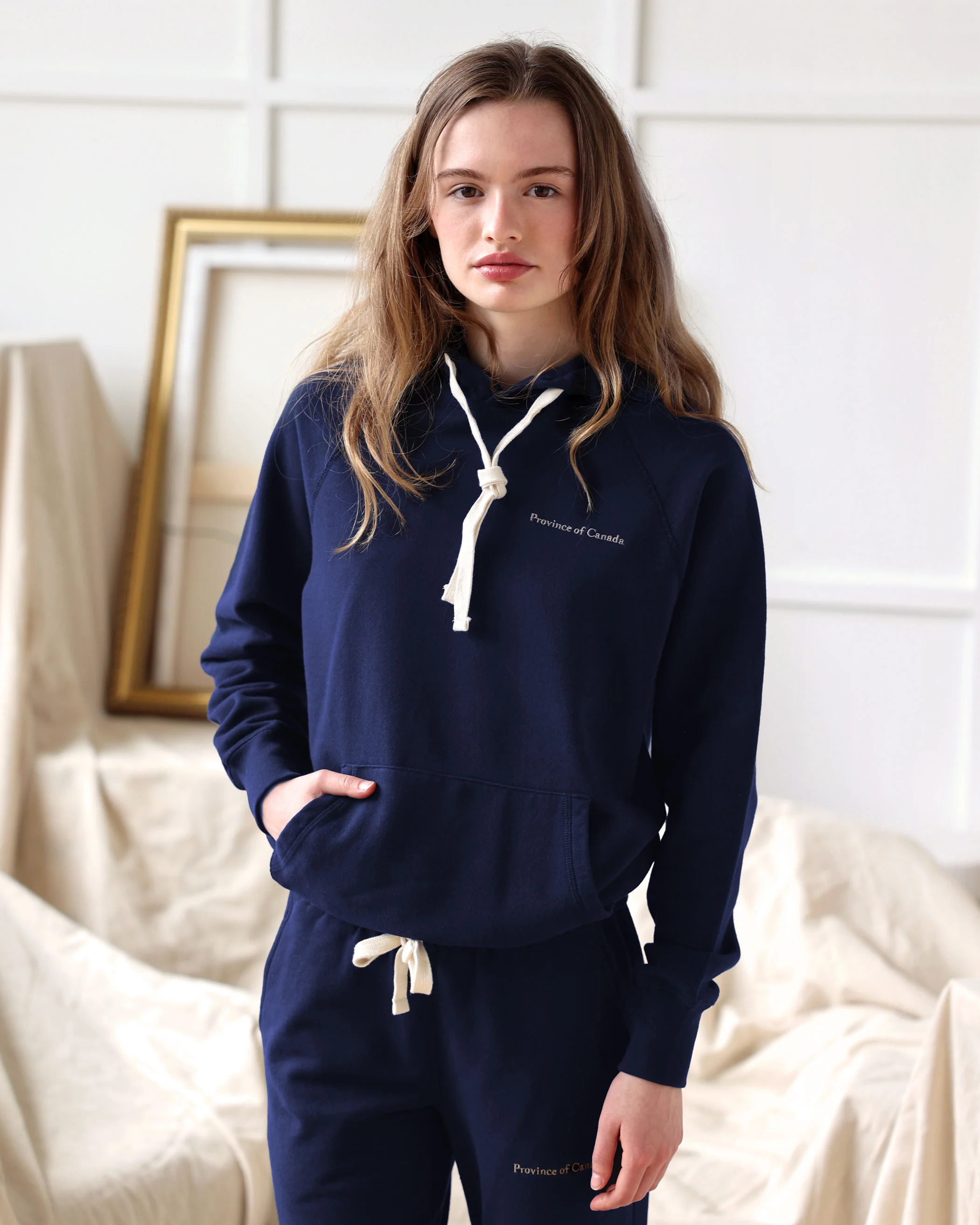 French Terry Hoodie Navy - Unisex - Image 3