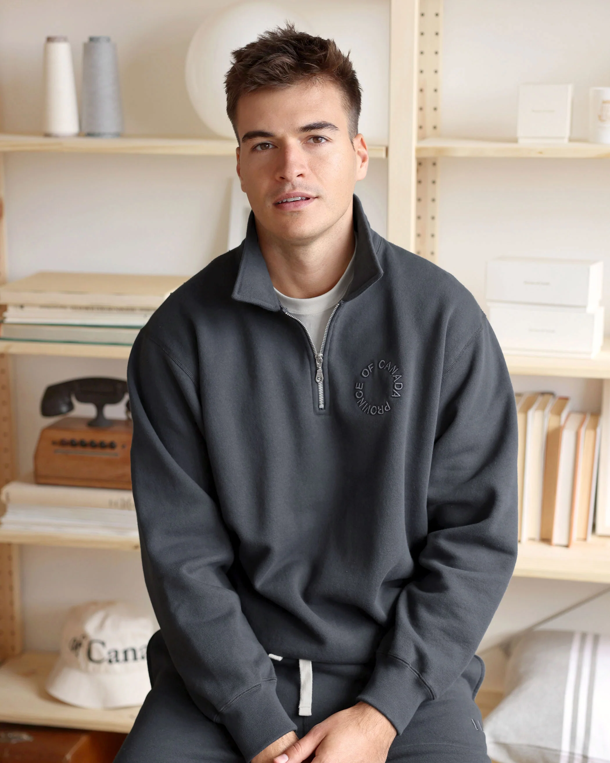 Half Zip Fleece Sweatshirt Coal - Unisex - Image 3