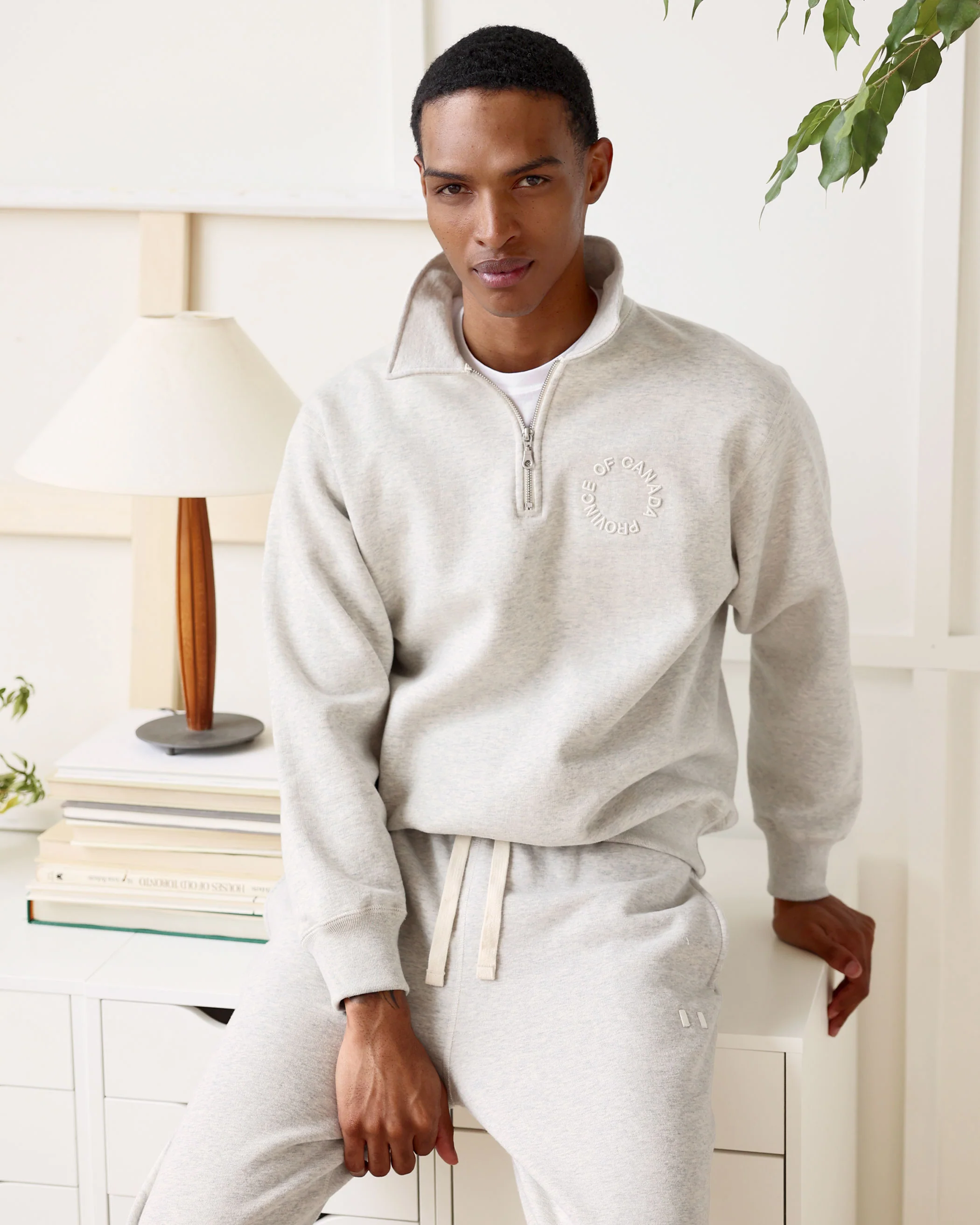 Half Zip Fleece Sweatshirt Eggshell - Unisex - Image 3