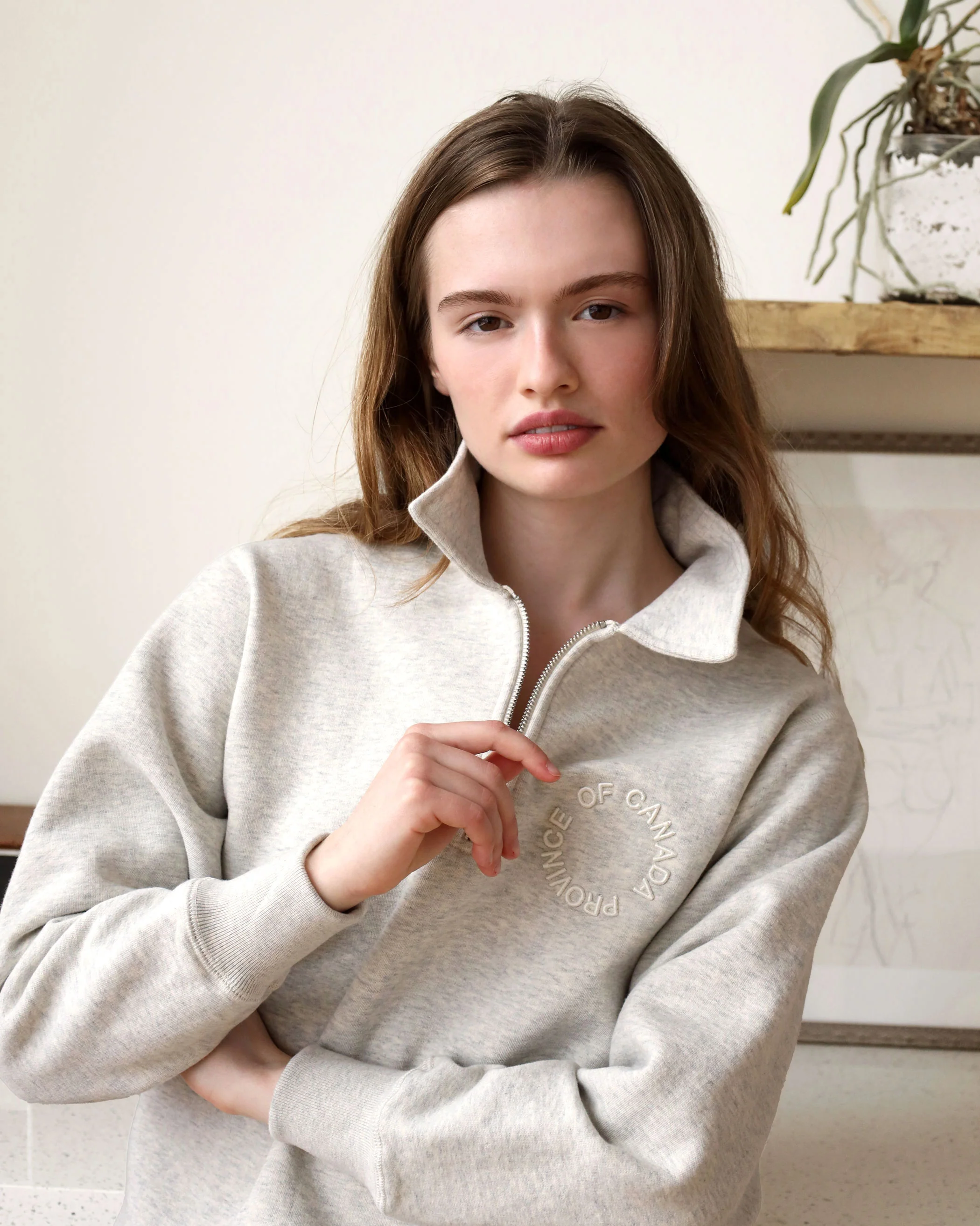 Half Zip Fleece Sweatshirt Eggshell - Unisex - Image 7
