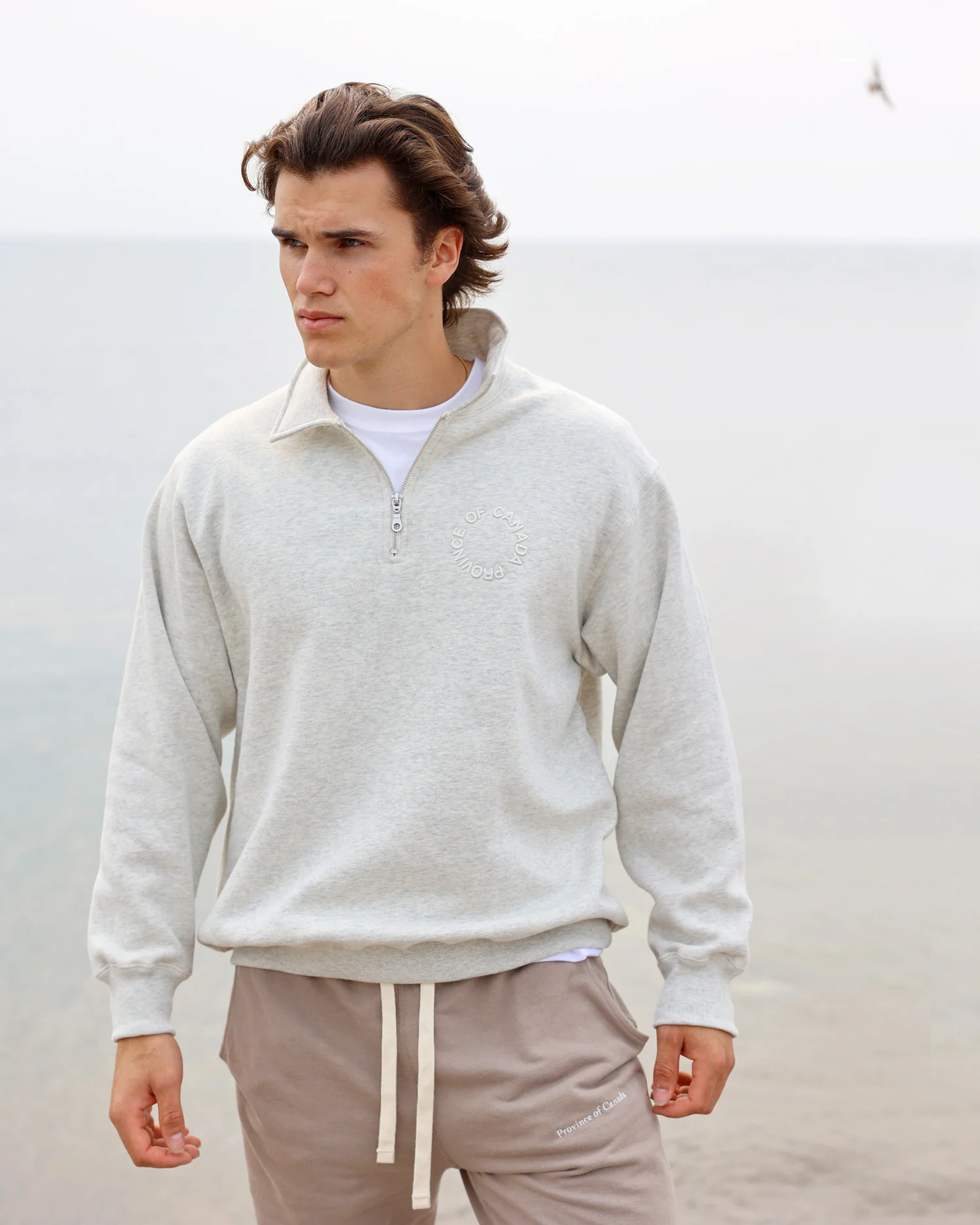 Half Zip Fleece Sweatshirt Eggshell - Unisex - Image 9