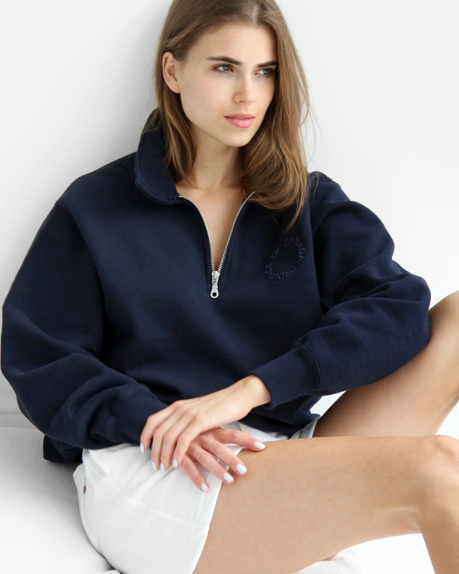 Half Zip Fleece Sweatshirt Navy - Unisex - Image 7